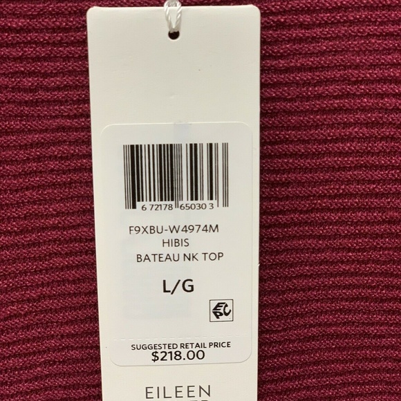 218.00 NWT EILEEN FISHER L HIBISCUS ORGANIC LINEN STRETCH TOP HI/LOW HEM - Picture 4 of 9